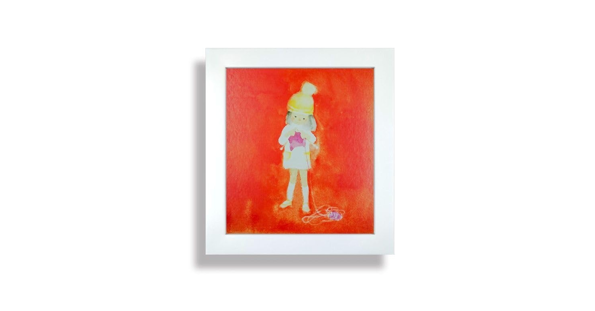 Amazon.co.jp: いわさきちひろ 「毛糸を編む少女」 複製画