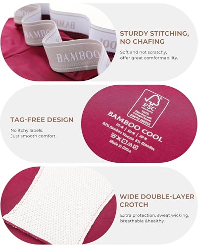 Image of BAMBOO COOL Womens BoyShorts Underwear Full Coverage Ladies Panties High Waisted Boxer Briefs Breathable Stretch 5 Pack