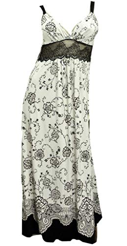 In Bloom by Jonquil Ballet Nightgown Ivory/Gold/Black Floral Poly & Spandex, Large