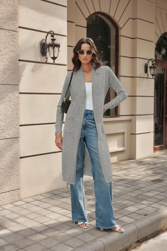 Image of GRACE KARIN Essential Solid Open Front Maxi Long Knitted Cardigan Sweater for Women