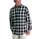 Haggar Men's Classic Plaid Flannel Shirt, Black