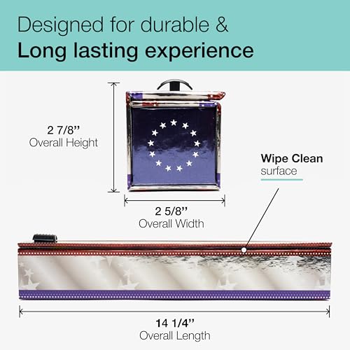 ChicWrap Patriotic Refillable Foil Dispenser - One 12"x 30' Roll of Professional Grade Aluminum Foil - Reusable Dispenser w/Slide Cutter - Kosher Certified - Reduces Waste & Saves Money