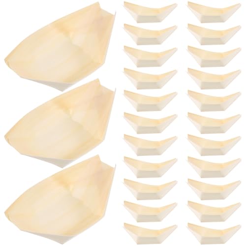 Platos desechables de madera para sushi Lurrose 100pcs miniatura 1