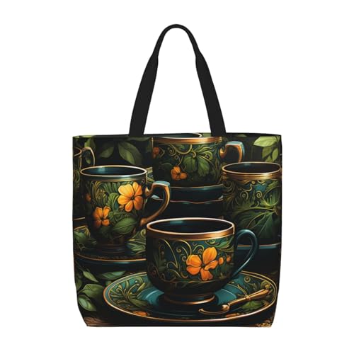 Bolso De Las Copa Verde Ajustable Bolso De Mano Casual Bolsa De Lona Para Amigas Mamá Estudiantes