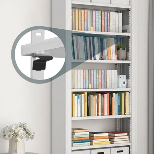 Image of Lenink 256P-ZC Adjustable Pilaster Shelf Clip, 28 Pcs Black Shelving Brackets Clips for Metal and Wood Shelving