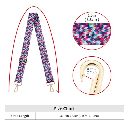 Image of ZOOEASS Wide Shoulder Strap Adjustable Replacement Belt Guitar Style Crossbody Bag Handbag Strap Multicolor Canvas Straps(Wide:1.5in)(Color50)