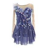 Kmarouse Vestido De Patinaje Artístico for Niña, Falda De Ballet for Niña, Atuendo De Patinaje Sobre Hielo Con Diamantes De Imitación for Práctica Y Entrenamiento(3XS)