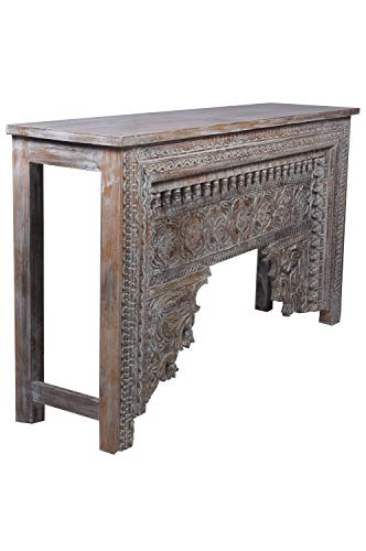 Orientalische Konsole Sideboard schmal Gassan Grau 170cm | Orient Vintage Konsolentisch orientalisch handgeschnitzt… – Bild 4