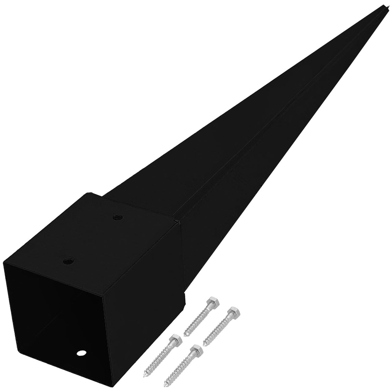 Kotarbau Black Kotarbau® Post Holder For Hammering 121 X 121 X 750 Mm Galvanised Powder-Coated Steel Impact Sleeve Ground Anchor Ground Sleeve Garden Fence Ground Spike Ground Anchor Impact Sleeves For Wooden Posts