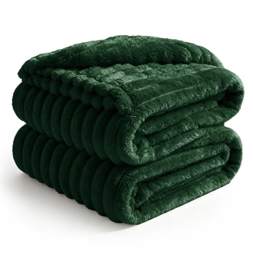 Image of BEDELITE Ribbed Full Size Blanket for Bed, Forest Green, 84 inchx90 inch