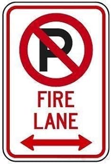 Wall Decor Metal Sign 8x12 Inches No Parking Fire Lane Symbol Double Arrow Sign Reflective Warning Caution Notice Safety Sign Metal For Outdoor Indoor Use For Halloween Vintage Signs Aluminum Plates