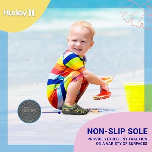 Image of Hurley Kona Toddler Water Shoes - Beach Essentials, Girls and Boys Closed Toe Sandals, Lightweight, Breathable, Kids Water Shoes with Non-Slip Sole and Adjustable Straps, Outdoor Toddler Swim Shoes