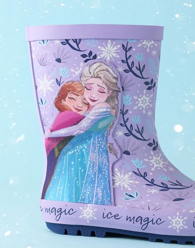 Disney Frozen Girls Wellington Boots | Kids Wellys with Elsa & Anna Character in Purple4