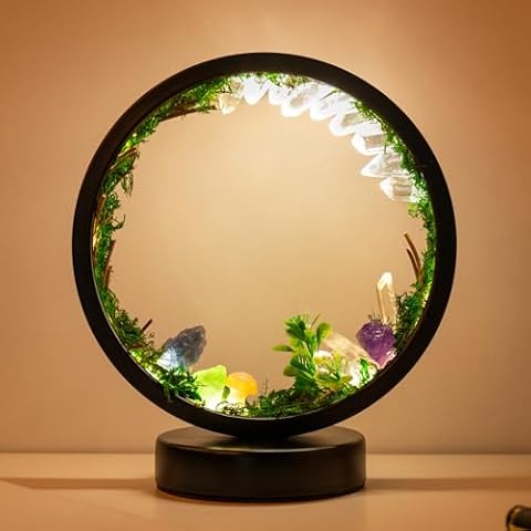 Runyangshi Forest Style Bedroom Night Light USB Port 3 Colours Dimming Mode Bedside Lamp Natural Clear Quartz Single Crystal Healing Crystal Night Lamp for Bedroom Office Home Decor Gift Cover