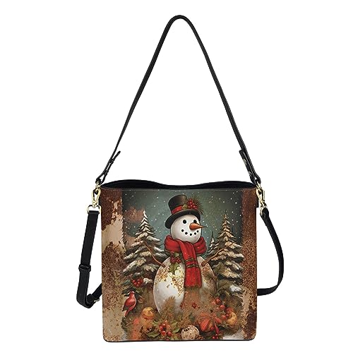 Image of HUGS IDEA Handbags for Women Large Capacity Hobo Bags Leather Bucket Top-handle Purse