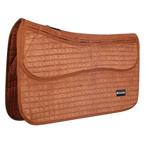 Tackmore Western Saddle Pad Adjustable with Side Pockets and Foam Inserts Shock-Absorbing Riding Pad Brown