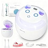 Ultraschallreinigungsgerät 45KHz mit 200mL Dental Pod, 4 Modi Ultraschallreiniger, UV Ultrasonic Cleaner für Zahnersatz, Zahnschiene, Retainer, Zahnspangen, Aligner, Zahnprothesen, Mundschutz, Schmuck