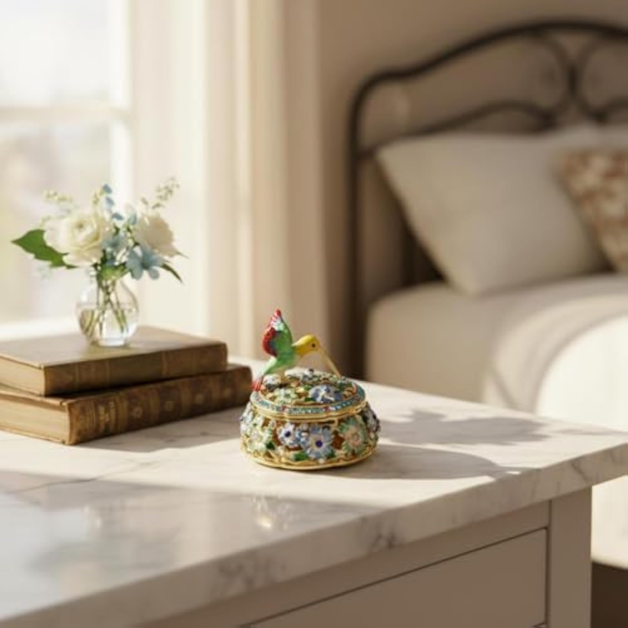 Handmade Hummingbird Trinket Box Luxury Design Home Decor