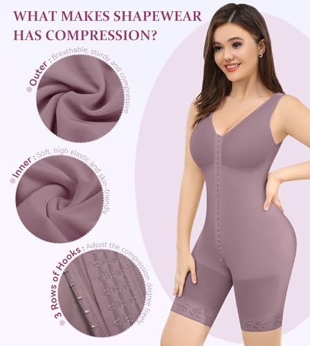 Image of M MYODRESS Fajas Colombianas Reductoras Y Moldeadoras Levanta Cola Tummy Tuck Compression Garment Full Body Shaper Stage 2 Bbl Shapewear for Women Bodysuit Waist Trainer Purple S