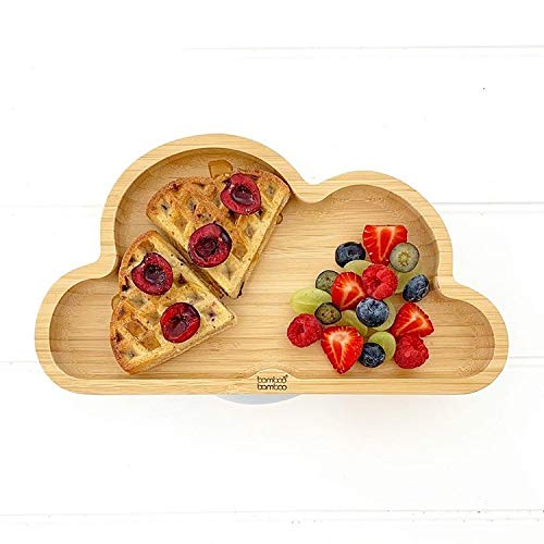 Assiette silicone ventouse bambou bébé évite les chutes
