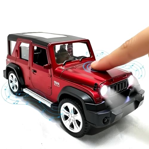 Image of 1:24 Thar Roxx Red Die-Cast Model Toy Car - Premium Alloy Off-Road SUV with Pull-Back Action, Openable Doors & Detailed Interior