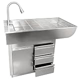 Stainless Steel Pet Operating Table with Sink and Storage