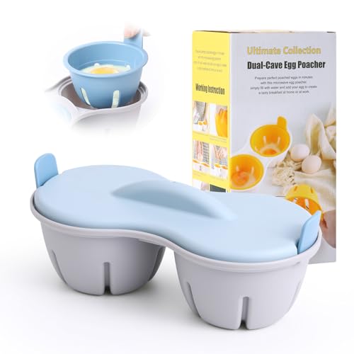 LXAIZHM Eierkocher Mikrowelle Eierkochers 2 Eier Pochierte Eier Maker Eierkocher für die Mikrowelle Eierdampfer Egg Poacher Spülmaschinenfest