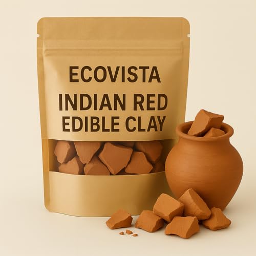 Ecovista Indian Red Edible Clay Baked Pot Broken Pieces | Natural Terracotta Clay for Eating, Detox, Minerals & Traditional Use | 4oz