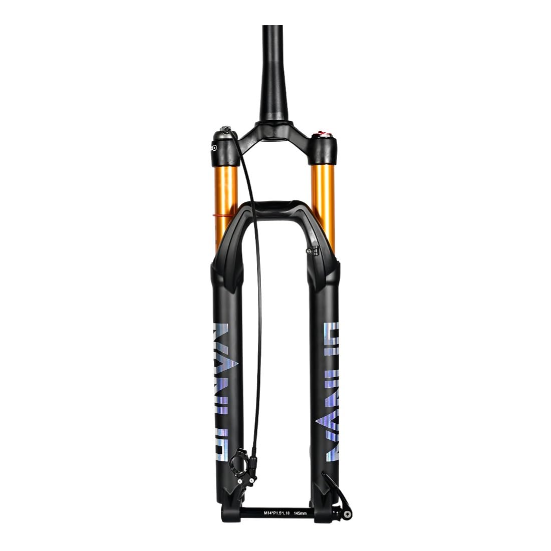 Przedni widelec amortyzowany powietrzem do roweru górskiego ze stożkową rurą, 39,8 mm, przedni widelec MTB, oś 15 mm × 100 mm, regulowana odbicie, skok sprężyny 120 mm, amortyzator gazu, nadaje się do