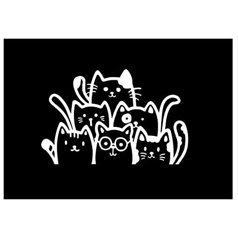 Cat Gang Vinyl Decal | White | Made in USA by Foxtail Decals | Car Windows, Tablets, Laptops, Water Bottles, etc. | 4.5 x 3.1 inch Cover