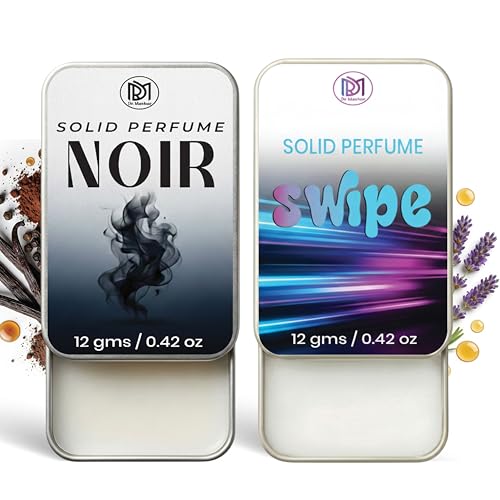 Image of Dr.Mashur Solid Perfume |Swipe&Noir Alcohol Free Wax Perfume Balm, Long Lasting | Pocket Tin 12g, Pack Of 2| Non Greasy Smooth Glide, Travel Friendly Men And Women Gifts He Or Her