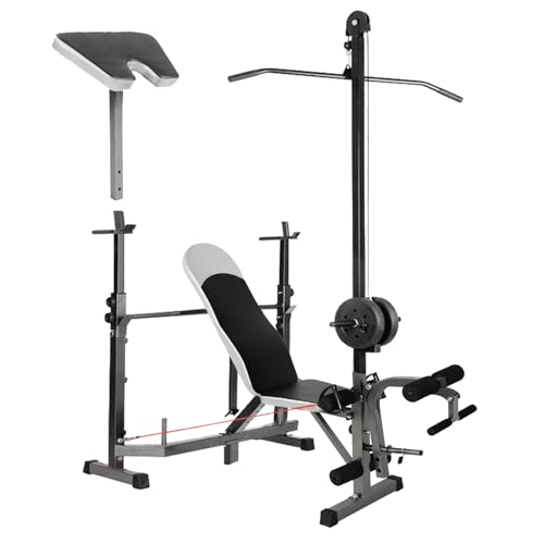 Banco Musculación Multifuncional,Banco Press Banca Polea Gimnasio Casa,Maquina Multifuncion Musculacion,Max 300 kg(Banco Multifuncional con Barra Alta y Soporte para Mancuernas) Banco Musculación Multifuncional,Banco Press Banca Polea Gimnasio Casa,Maquina Multifuncion Musculacion,Max 300 kg(Banco Multifuncional con Barra Alta y Soporte para Mancuernas)