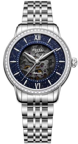 Montre squelette femme FIYTA avec cadran bleu et trois aiguilles