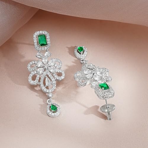 Image of Rubans Necklace Set Rhodium Plated Crystal Studded Jewellery Gift for Women & Girls