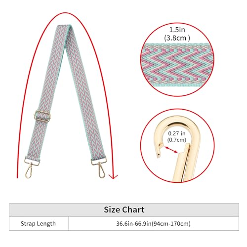 Image of ZOOEASS Wide Shoulder Strap Adjustable Replacement Belt Guitar Style Crossbody Bag Handbag Strap Multicolor Canvas Straps(Wide:1.5in)(Color18)