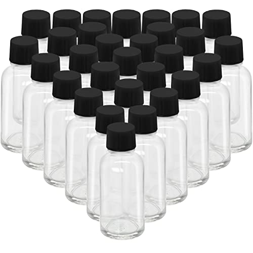 Belle Vous Mini Bouteille (Lot de 30) - Bouteilles Miniatures Réutilisables 30ml Vides en Verre avec Bouchons À Vis Noirs - Versement et Remplissage Facile - Mignonnettes pour Mariages et Fêtes - Image 4
