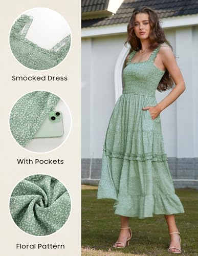 Image of Scarlet Darkness Floral Dress for Women 2026 Flowy Sundress Smocked Cottagecore Dresses