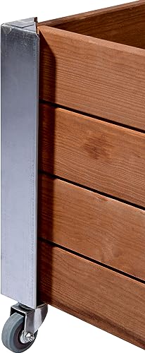 dobar® Hochbeet Rolfi | Rollbares Hochbeet mit Pflanzenvlies | Pflanzkasten aus Holz | 78 x 52 x 40,5 cm | Kiefer | braun