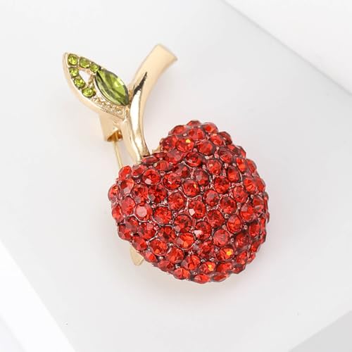Image of Cute Lemon Brooch Pin for Women Rhinestone Fruit Little Brooch Sparkling Crystal Strawberry Cherry Enamel Pin Christmas Birthday Art Deco Jewelry Gifts