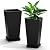 Elevens Set of 2 Tall Outdoor Planters 28 Inch, Large Planters for Indoor Outdoor Plants, Tapered Square Flower Pots with Tray for Patio,Black