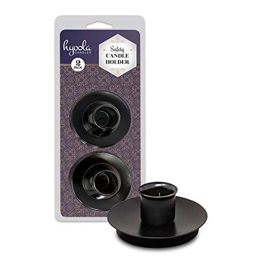 Hyoola Candle Drip Protectors - Reusable Metal Safety Candle Holder - Pin Holds Candles in Place - for 1/2 inch Diameter Candle - Black - 2 Pack
