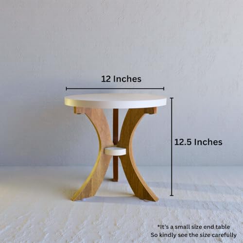 Image of InoSlashed Beautiful Wooden Side Table /End Table /Plant Stand /Tea Table /Stool Living Room Furniture Round Shape (3 Leg-12 Inch - Light)