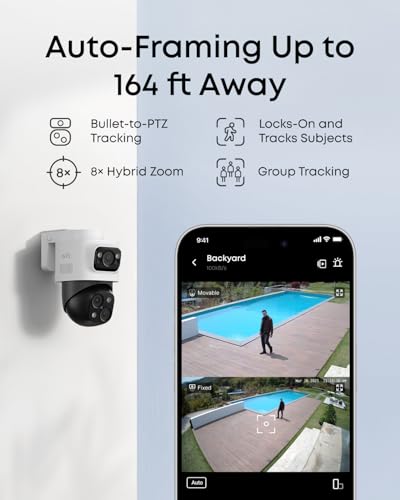Image of eufy Security 4K NVR Security Camera System S4 Max (No HDD, Expandable to 16TB), Power Over Ethernet, Wired, 24 /7 Recording, Triple Lens Bullet-PTZ Cam, 360 PTZ, Cross-Cam Tracking, 8x Auto Zoom