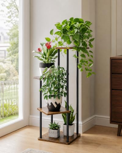Image of Bamworld Small Plant Stand Corner Plant Shelf for Indoor Plants