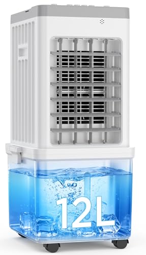 Portable Air Conditioner, 3-in-1 Evaporative Air Cooler Fan, 70W Space-Saving Design, 12L Water Tank, 3 Ice Packs, 3 Speeds, 120° Oscillation, 46dB Quiet, Pet-Friendly Cooling for  image 8