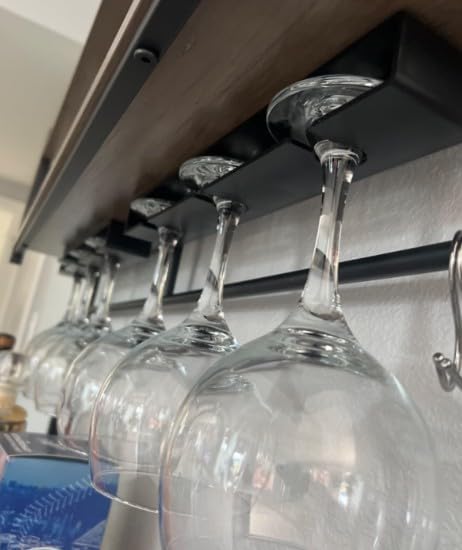 Miniatura 2 de Paquete de 2 soportes para copas de vino debajo del estante, estante para copas de vino, estante de plástico para copas de vino, colgador de