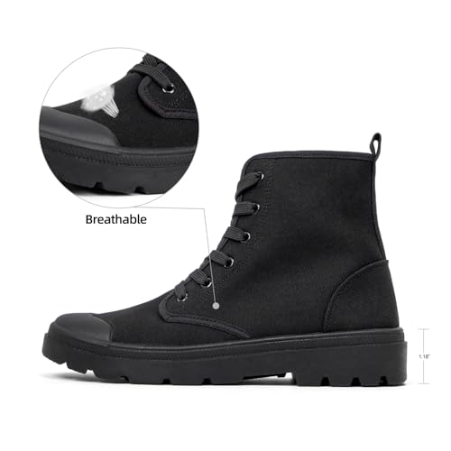 VJH confort Women's High Top Canvas Sneakers Lace Up Casual Walking Shoes with Reinforced Toe Cap2