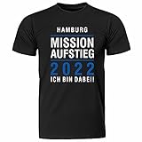 hsv shirt derbysieger ★ Farben: schwarz T-Shirt Hamburg  Mission Aufstieg 2021  Ich Bin Dabei  Fanartikel - qualitativ hochwertig Bedruckt (XL)