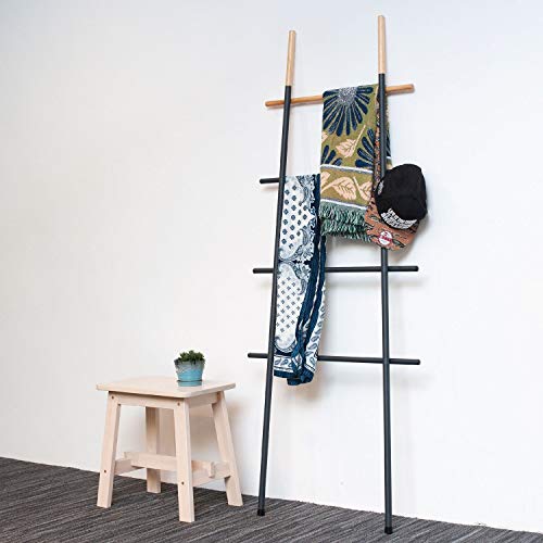 Decorative Blanket Ladder for Living Room Bedroom Bathroom, Black