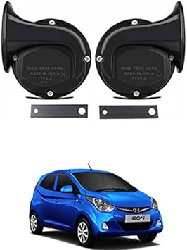 EIAC Universal Windtone Jalwa Horn (2 and 4 wheelers), Black color, Heavy plastic body, Set of 2, 12V voltage For Eon Universal For All Models